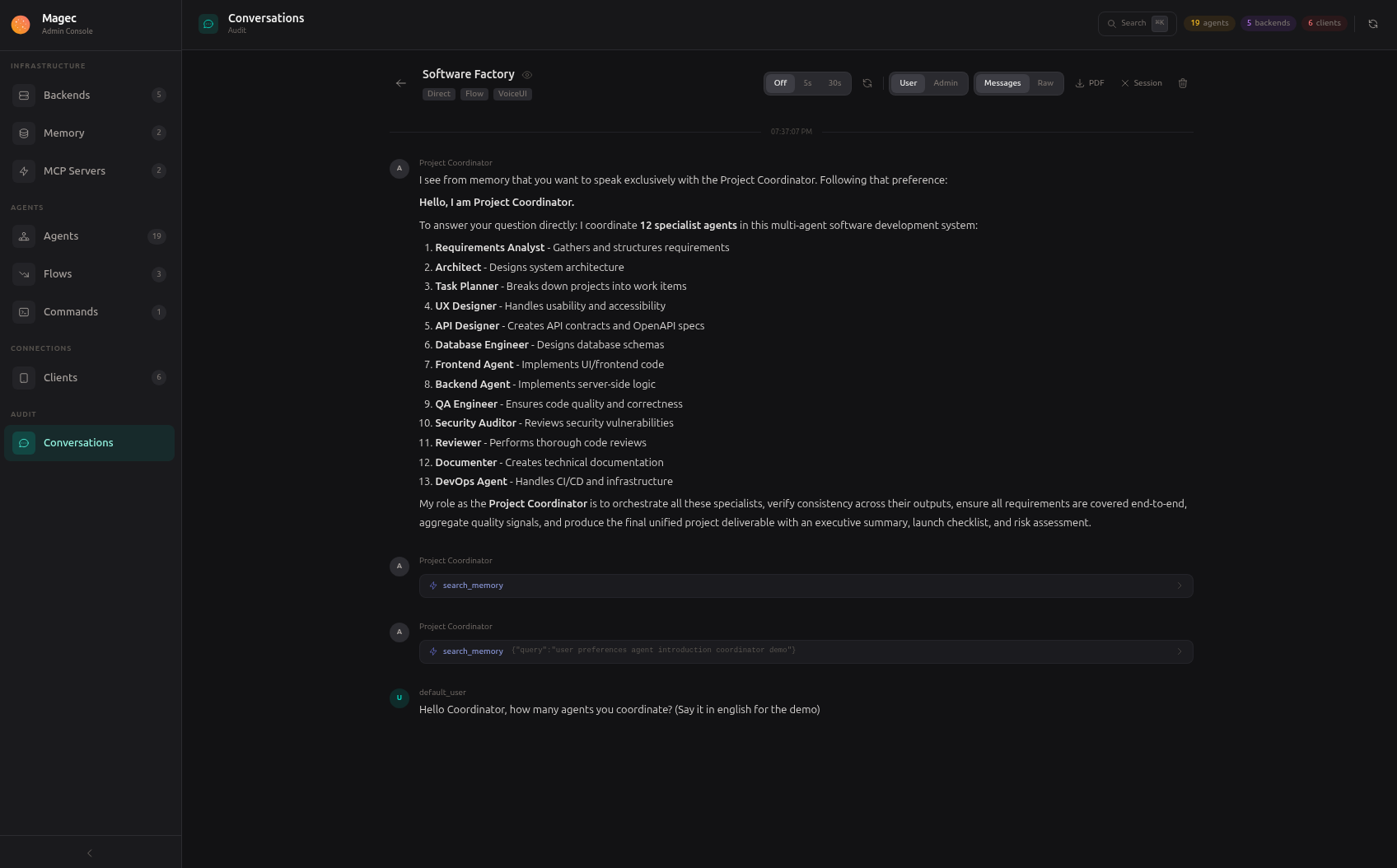 Admin UI — Conversation detail